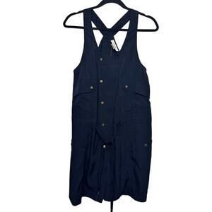 NWT Anthropologie Elevenses Utility Button Front Romper‎ Navy Womens XS Summer